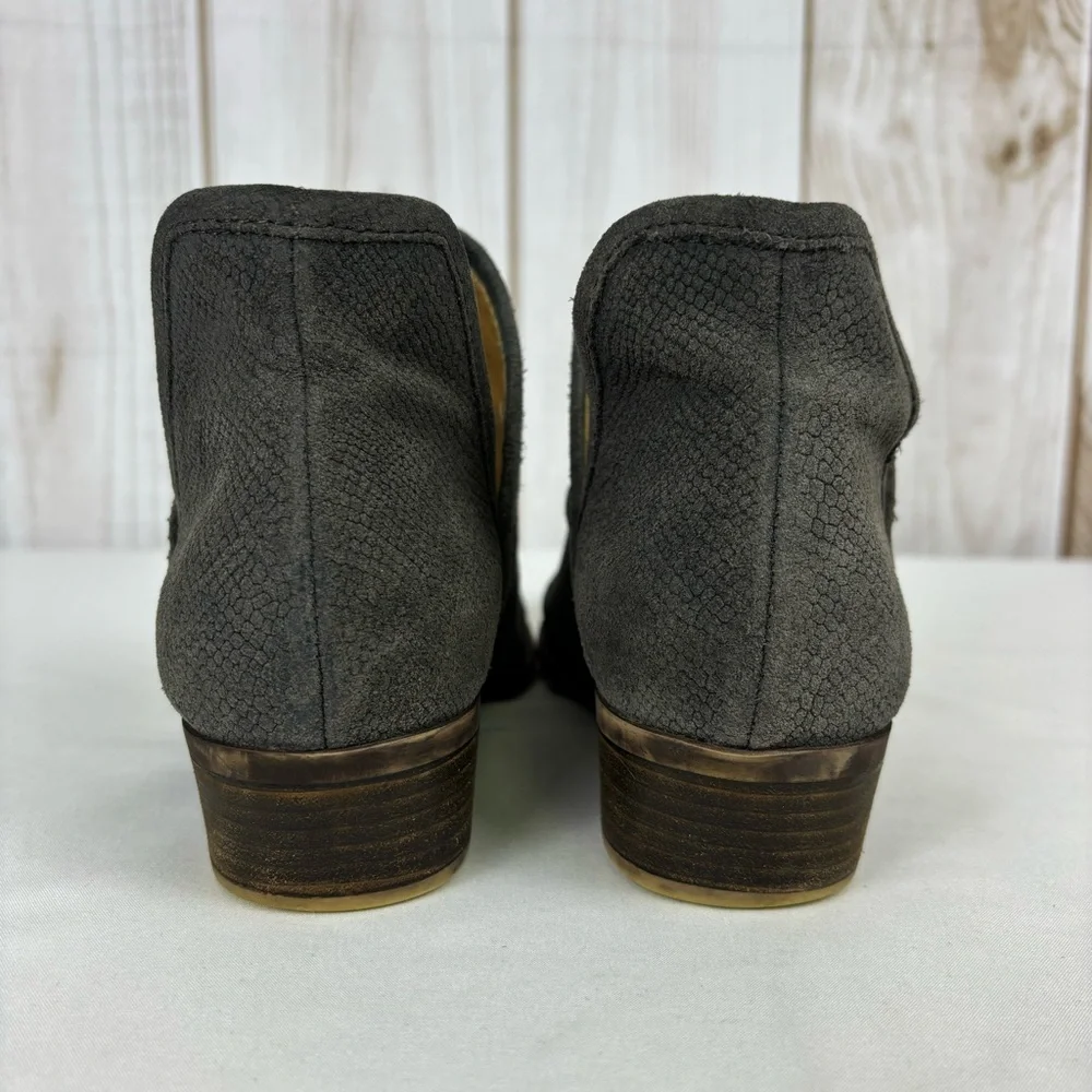 Lucky Bashina Ankle Boots Leather Heeled Slip On Classic Booties Gray Size 7.5